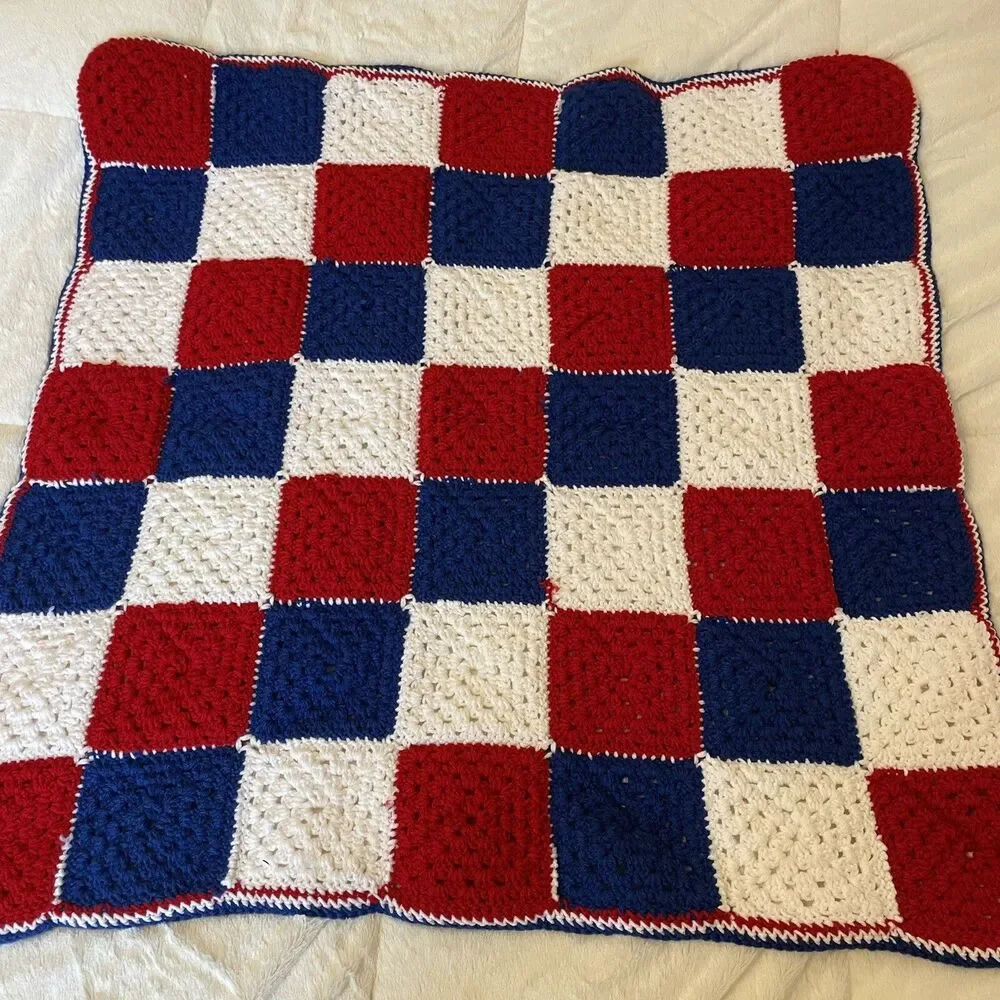 Granny Square Vtg Handmade 35 x 35